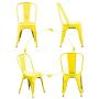 BONZY HOME Metal Dining Chairs Distressed Style, Stackable Side Chairs with Back, Indoor Outdoor Use Chair for Farmhouse, Patio, Restaurant, Kitchen, Set of 4(Distressed Yellow)