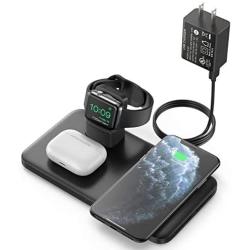 Seneo 3 in 1 Wireless Charger, Wireless Charging Pad for AirPods Pro/2, Charging Dock for iWatch 5/4/3/2, 7.5W Qi Fast Charge for iPhone 11/11 Pro Max/SE 2/XS Max/XR/XS/X/8/8P(No Adapter/iWatch Cable)