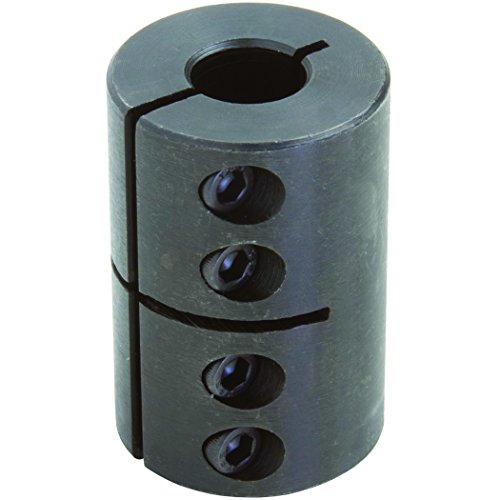 Climax Part CC-050-037 Mild Steel, Black Oxide Plating Clamping Coupling, 1/2 inch X 3/8 inch bore, 1 1/4 inch OD, 1 7/8 inch Length, 8-32 x 1/2 Set Screw