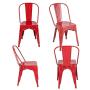 BONZY HOME Metal Dining Chairs, Stackable Side Chairs with Back, Indoor Outdoor Use Chair for Farmhouse, Patio, Restaurant, Kitchen, Set of 4 (Red)