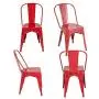BONZY HOME Metal Dining Chairs, Stackable Side Chairs with Back, Indoor Outdoor Use Chair for Farmhouse, Patio, Restaurant, Kitchen, Set of 4 (Red)
