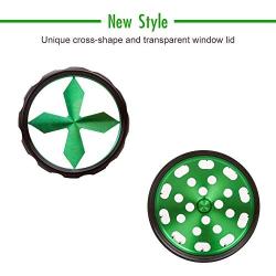 Quality Aluminium Herb Grinder By Fengli, 2.5’’ Large 4-part Spice Herb Grinder with Pollen Screen,Green