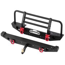 Drfeify RC Metal Front Rear Bumper with LED Lights Spare Parts Fit for Traxxax TRX-4 for SCX10II 90046 1/10 RC Model Cars