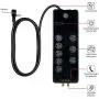 GE Pro Surge Protector, 8 Outlet Power Strip, 4ft Extension Cord, 3 Phone/Dsl/Modem Line Ports, 2 Cable/Coax Ports, 3 Extra Wide Adapter Spaced Outlets, Flat Plug, 2100 Joules, Black, 14095 GE Pro Surge Protector, 8 Outlet Power Strip, 4ft Extension Cord, 3 Phone/Dsl/Modem Line Ports, 2 Cable/Coax Ports, 3 Extra Wide Adapter Spaced Outlets, Flat Plug, 2100 Joules, Black, 14095
