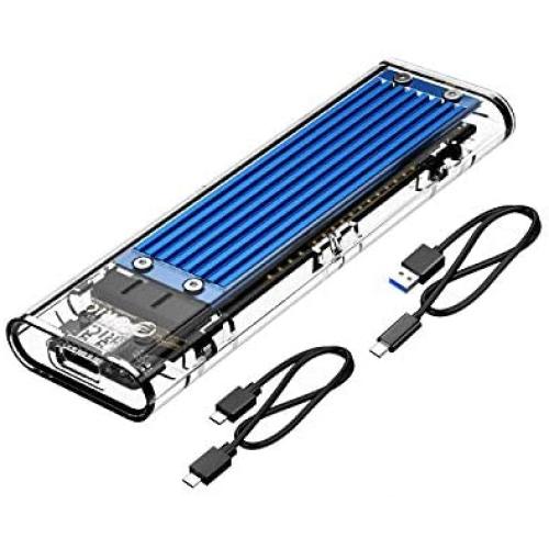 ORICO NVME M.2 to Type-C USB3.1 Gen2 10Gbps Transparent External Hard Drive Adapter Enclosure for 2280 2260 2242 2230 PCI-E M2 M-Key SSD, USB Type C Converter Case (TCM2-Blue)