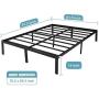 KINGSO Queen Bed Frame, 14 Inch Metal Platform Bed Frame with Storage, Heavy Duty Steel Slat and Anti-Slip Support, Easy Quick Lock Assembly, No Box Spring Needed - Queen