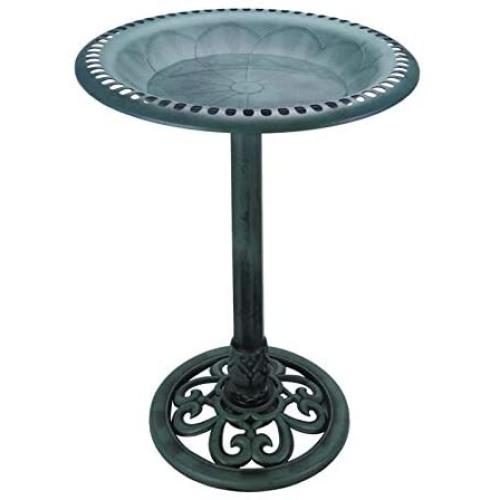 VCUTEKA 28 Inch Height Birdbath Lightweight Pedestal Bird Bath for Outdoor Garden (Green)