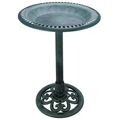 VCUTEKA 28 Inch Height Birdbath Lightweight Pedestal Bird Bath for Outdoor Garden (Green)