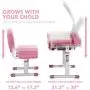 Diroan Kids Functional Desk and Chair Set, Height Adjustable Children School Study Desk with Tilt Desktop, Book Stand, LED Light, Metal Hook and Storage Drawer for Boys Girls (Pink) Diroan Kids Functional Desk and Chair Set, Height Adjustable Children School Study Desk with Tilt Desktop, Book Stand, LED Light, Metal Hook and Storage Drawer for Boys Girls (Pink)