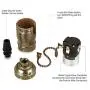 Onite 2 PCS UL Listed E26 Type 1/8 inch Pipe Thread US-Standard Screw Basic Metal Lamp Socket with Pull Chain Switch (Bronze)