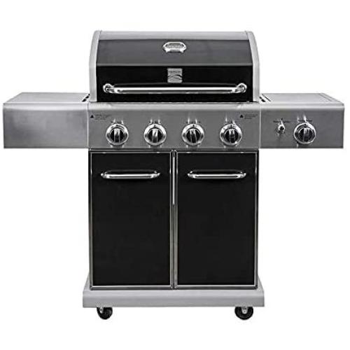 Kenmore PG-40409S0LB-AM 4 Outdoor Patio Gas BBQ Grill with Side Burner, Black