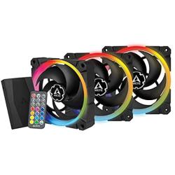 ARCTIC BioniX P120 A-RGB (Bundle 3 pc, incl. A-RGB Controller) - 120 mm Pressure-Optimised Fan with A-RGB, PWM, Cooler, Fluid Dynamic Bearing, 400-2300 RPM - Black (ACFAN00156A)