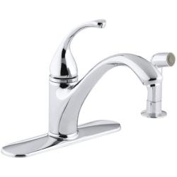 KOHLER K-10412-CP Forté(R) 4-Hole Sink 9-1/16'' spout, Matching Finish sidespray Kitchen Faucet, Polished Chrome