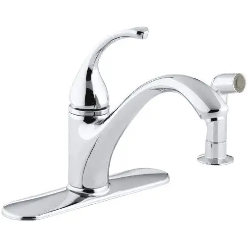 KOHLER K-10412-CP Forté(R) 4-Hole Sink 9-1/16'' spout, Matching Finish sidespray Kitchen Faucet, Polished Chrome KOHLER K-10412-CP Forté(R) 4-Hole Sink 9-1/16'' spout, Matching Finish sidespray Kitchen Faucet, Polished Chrome