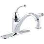 KOHLER K-10412-CP Forté(R) 4-Hole Sink 9-1/16'' spout, Matching Finish sidespray Kitchen Faucet, Polished Chrome