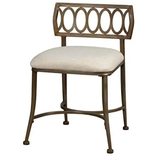 Hillsdale Canal Street Metal Vanity Stool, Golden Bronze Hillsdale Canal Street Metal Vanity Stool, Golden Bronze