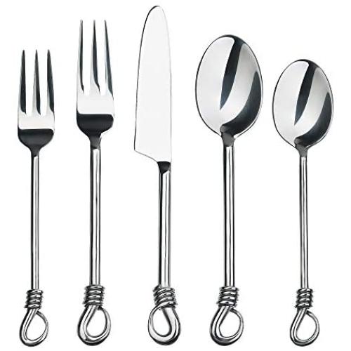 Gourmet Settings 20-piece Silverware Twist Collection Polished Stainless Steel Flatware Sets, Silver