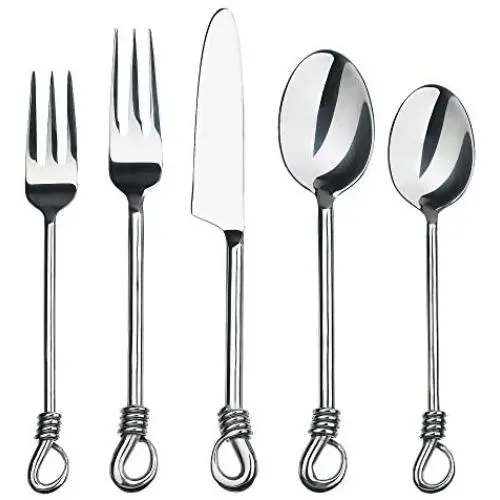Gourmet Settings 20-piece Silverware Twist Collection Polished Stainless Steel Flatware Sets, Silver Gourmet Settings 20-piece Silverware Twist Collection Polished Stainless Steel Flatware Sets, Silver