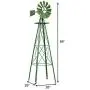 Tangkula 8FT Windmill Yard Garden Metal Ornamental Wind Mill Weather Vane Weather Resistant (Green)