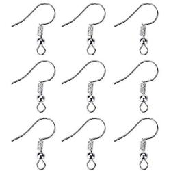 400 Pcs Silver Stainless Steel Ball & Coil Earring Hooks/Fish Hooks/Ear Wire for DIY Jewelry Making,Anti-Sensitive French Wire Hooks Jewelry Wire Earring Parts for Jewelry Making