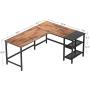 CubiCubi L-Shaped Computer Desk, Industrial Office Corner Desk Writing Study Table with Storage Shelves, Space-Saving, Dark Rustic/Black