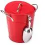 T586 4L Red Metal Double Walled Ice Bucket Set With Lid And Scoop