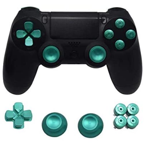 Metal Alloy Thumbsticks Bullet ABXY and D-pad Replacement Buttons Kit for PS4 Playstation 4 DualShock 4 Controller (Green) Metal Alloy Thumbsticks Bullet ABXY and D-pad Replacement Buttons Kit for PS4 Playstation 4 DualShock 4 Controller (Green)