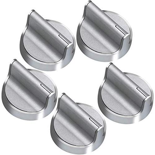 W10594481 Stainless Steel Stove Control Knob Long Shaft with a Burner knob Upgrade All Metal with Interface 5Pack Cover Knob for Whirlpool Stove/Range-Replace WPW10594481, W10594481(CAV1)