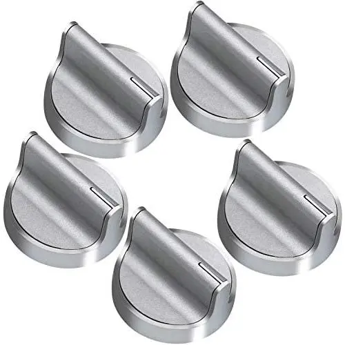W10594481 Stainless Steel Stove Control Knob Long Shaft with a Burner knob Upgrade All Metal with Interface 5Pack Cover Knob for Whirlpool Stove/Range-Replace WPW10594481, W10594481(CAV1)