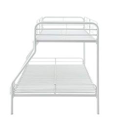 Amazon Basics Heavy Duty Twin-Over-Full Metal Bunk Bed, Easy Assembly with Enhanced Upper-Level Guardrail, White