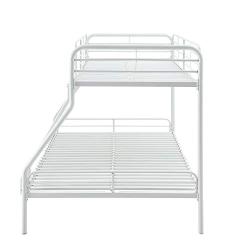 Amazon Basics Heavy Duty Twin-Over-Full Metal Bunk Bed, Easy Assembly with Enhanced Upper-Level Guardrail, White