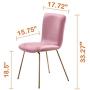 Art Leon Velvet Chairs, Mid Century Upholstered Kitchen Dining Chairs with Gold Metal Legs, Set of 2, Pink