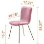 Art Leon Velvet Chairs, Mid Century Upholstered Kitchen Dining Chairs with Gold Metal Legs, Set of 2, Pink