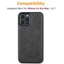 Molzar Grip Series iPhone 12 Pro Max Case with TPU and PU Leather, Built-in Metal Plate for Magnetic Phone Holder, Support Qi Wireless Charging, Compatible with Apple iPhone 12 Pro Max, Black/Black