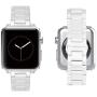 Aottom Compatible for Apple Watch Band 44mm Ceramic iWatch Band 42mm Women Men Stainless Steel Metal Butterfly Buckle Wristband Replacement Band for 42mm/44mm Apple Watch SE Series 6/5/4/3/2/1, White