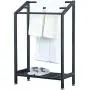 MBQQ Industrial Indoor/Outdoor Free Standing Towel Rack for Bathroom,3 Tier Metal Towel Bar Stand with Shelf,Blcak MBQQ Industrial Indoor/Outdoor Free Standing Towel Rack for Bathroom,3 Tier Metal Towel Bar Stand with Shelf,Blcak
