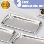 3 Pack Professional Medical Surgical Stainless Steel Dental Procedure Tray Thickening Lab Instrument Tools Trays -Flat Type