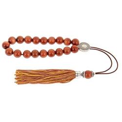 Brown Peridot or Chrysolite Gemstone, Handmade Greek Worry Beads or Komboloi with Alpaca Metal Parts on Pure Silk Cord & Tassel, Length 32cm (12.6)