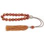 Brown Peridot or Chrysolite Gemstone, Handmade Greek Worry Beads or Komboloi with Alpaca Metal Parts on Pure Silk Cord & Tassel, Length 32cm (12.6)