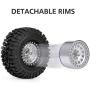 GoolRC 2PCS 2.2 Inch RC Rubber Tire Alloy Beadlock Rims Wheel Upgrade Parts for Traxxas Hsp Redcat Tamiya Axial Scx10 D90 Hpi RC Crawler (Red)