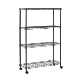 Sandusky MWS361454 Mobile Commercial Wire Shelving, 54'' Height x 36'' Width x 14'' Depth, 4 Shelves, Black