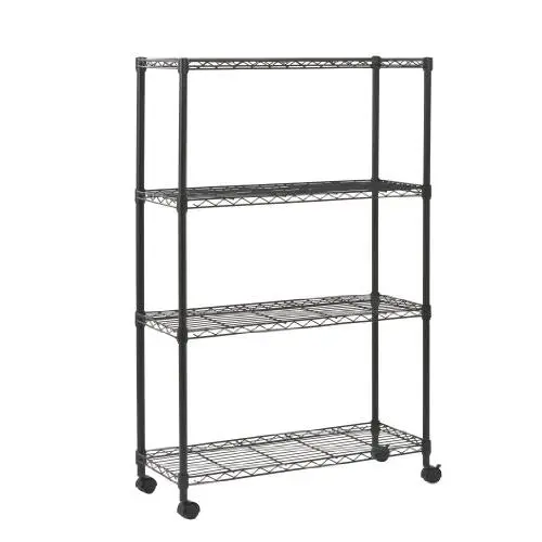 Sandusky MWS361454 Mobile Commercial Wire Shelving, 54'' Height x 36'' Width x 14'' Depth, 4 Shelves, Black Sandusky MWS361454 Mobile Commercial Wire Shelving, 54'' Height x 36'' Width x 14'' Depth, 4 Shelves, Black