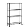 Sandusky MWS361454 Mobile Commercial Wire Shelving, 54'' Height x 36'' Width x 14'' Depth, 4 Shelves, Black