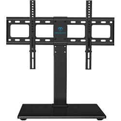 PERLESMITH Universal Swivel TV Stand / Base - Table Top TV Stand for 37-65 inch LCD LED TVs - Height Adjustable TV Mount Stand with Tempered Glass Base, VESA 600x400mm, Holds up to 88lbs