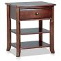 MUSEHOMEINC Classic Wood 3-Tier Nightstand with Storage Shelf and Drawer for Bedroom or Living Room/Round Metal Knobs/Heritage Collection Furniture/End Table/Side Table, Espresso Finish