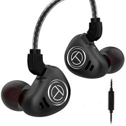 TRN V90 HiFi Earphone,in Ear Earphone 1 Dynamic & 4 Balanced Armature Driver Stereo Bass IEM, Metal in Ear Headphone, Stage/Studio in Ear Monitor with Detachable 2 Pin Cable (Black with Mic)