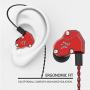 RevoNext QT3S in Ear Monitor, Noise Isolating Headphones Quad Driver in Ear Earbuds 2DD+2BA Metal Shell HiFi Bass Headphones with 0.78mm 2 Pins Detachable Cable(Red mic)