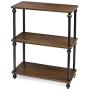 SRIWATANA 3-Shelf Shelving Storage Unit, Metal Storage Shelves Rack, Vintage Bookshelf for Living Room, Bedroom, Kitchen, Dark Walnut
