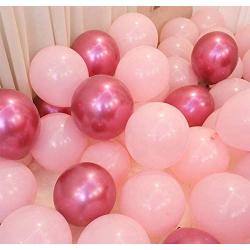 zorpia 50 Pieces Burgundy Balloons Kit Latex Pink Balloons Metallic Pink Balloons for Wedding Bridal Shower Birthday Party Anniversary Decoration