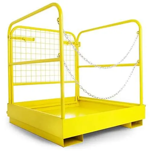 BestEquip Forklift Safety Cage Aerial Rails 36x36 Inch Forklift Safety Cage Work Platform Heavy Duty Steel Construction Fold Down Lift Basket 1102 Lbs Capacity
